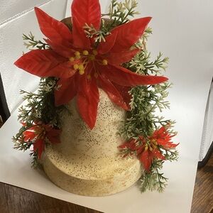 Festive Red and Gold Holiday Bell Decoration 1950s. MCM Kitsch